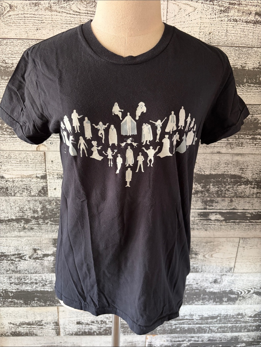 The Chop Shop Black Graphic Crewneck T-Shirt with White VampireSilhouette Design